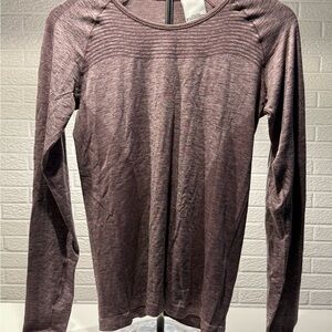 Nike Purple Ribbed Long Sleeve Fitted Tee Dri-fit